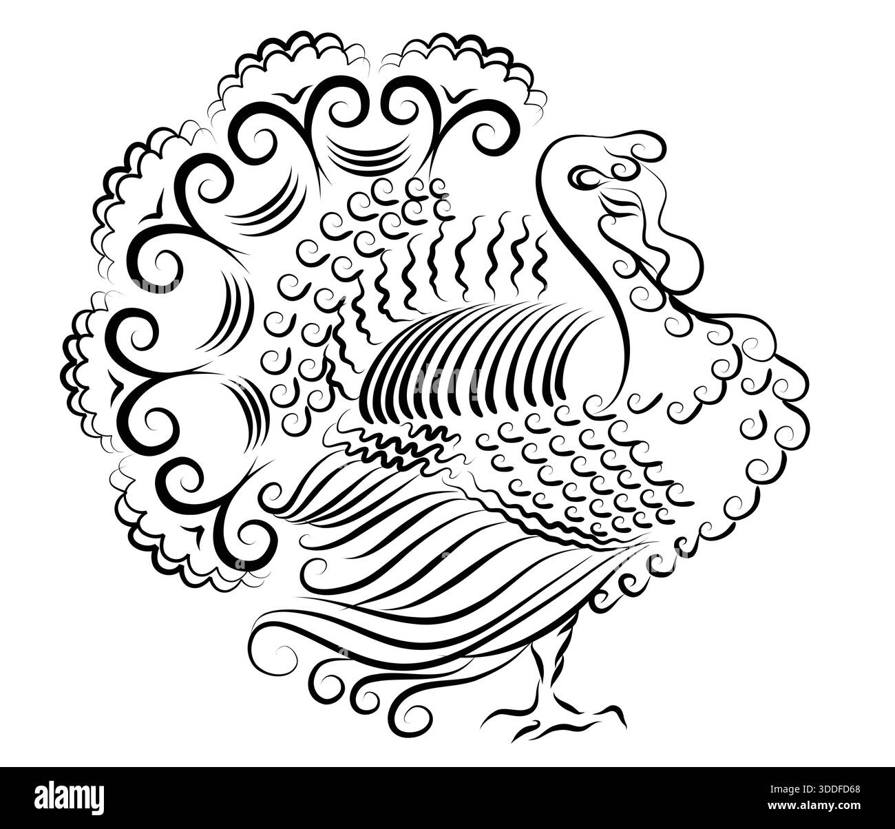 Turkey bird vector Thanksgiving day hand drawn illustration isolated on ...