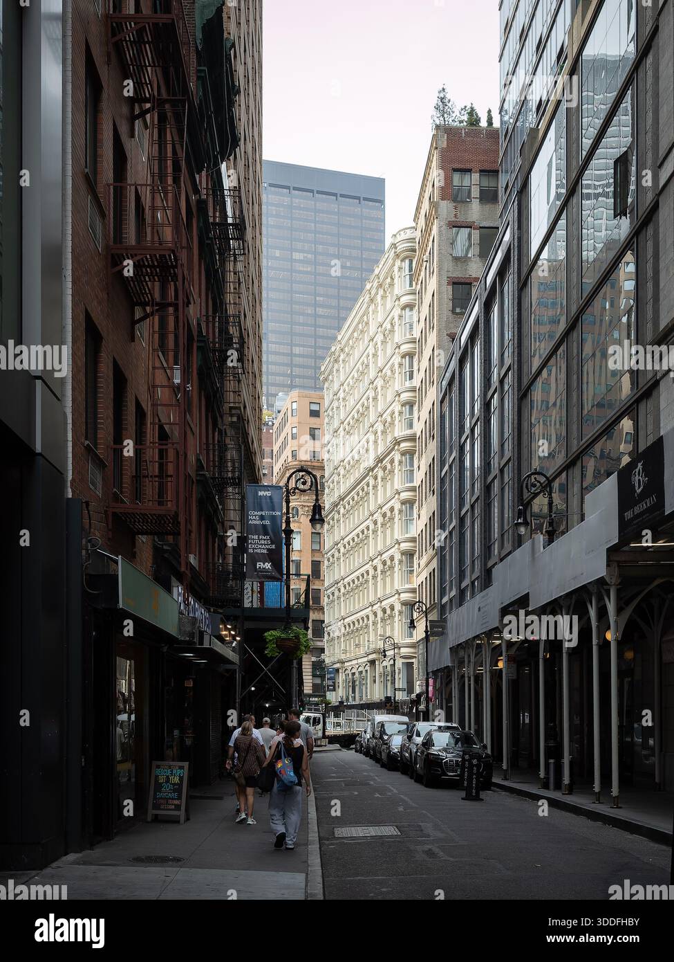 Street scene in the NYC financial district Stock Photo
