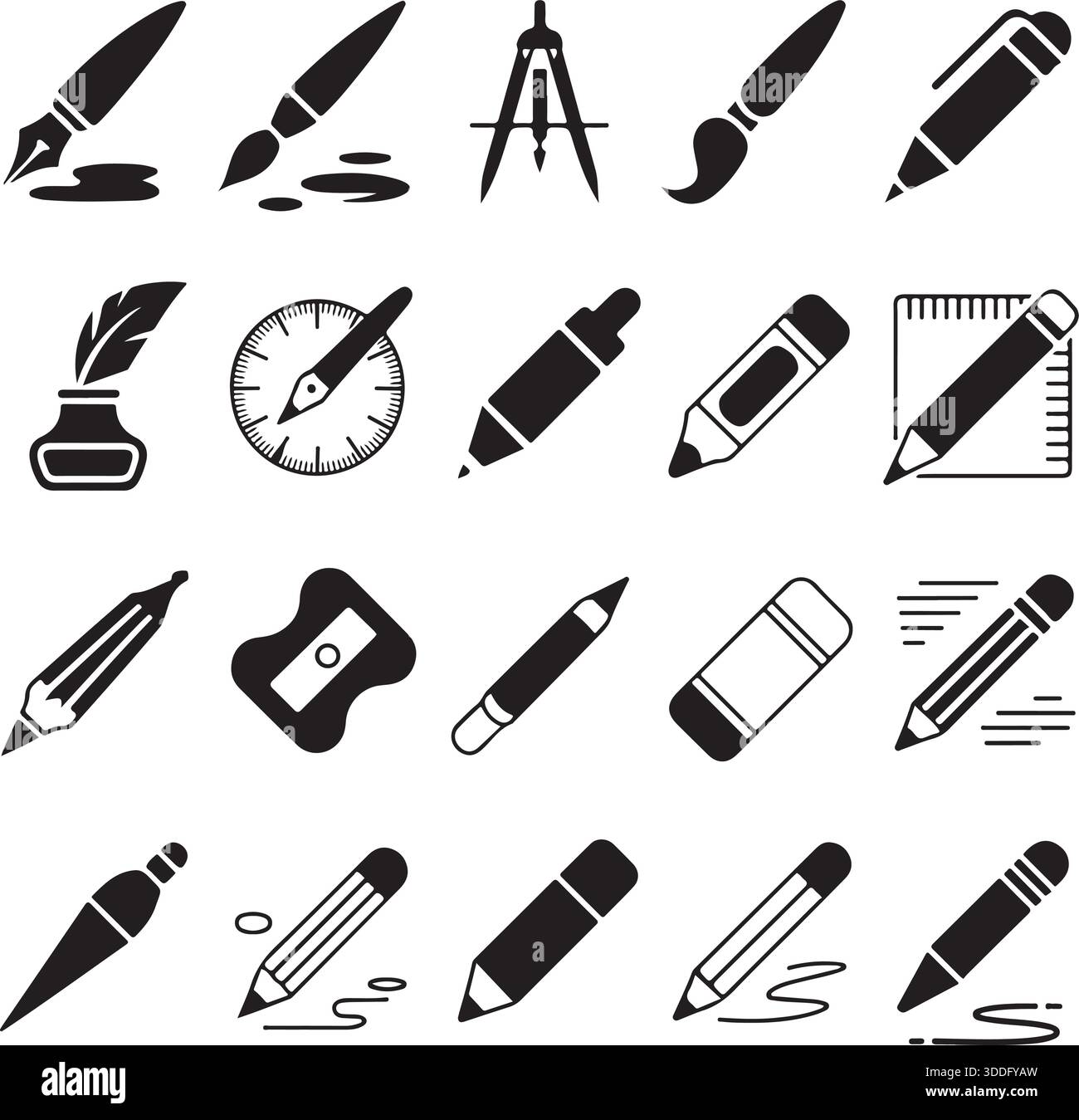Business interface icon set silhouette vector symbols for web app ui design pack Stock Vector