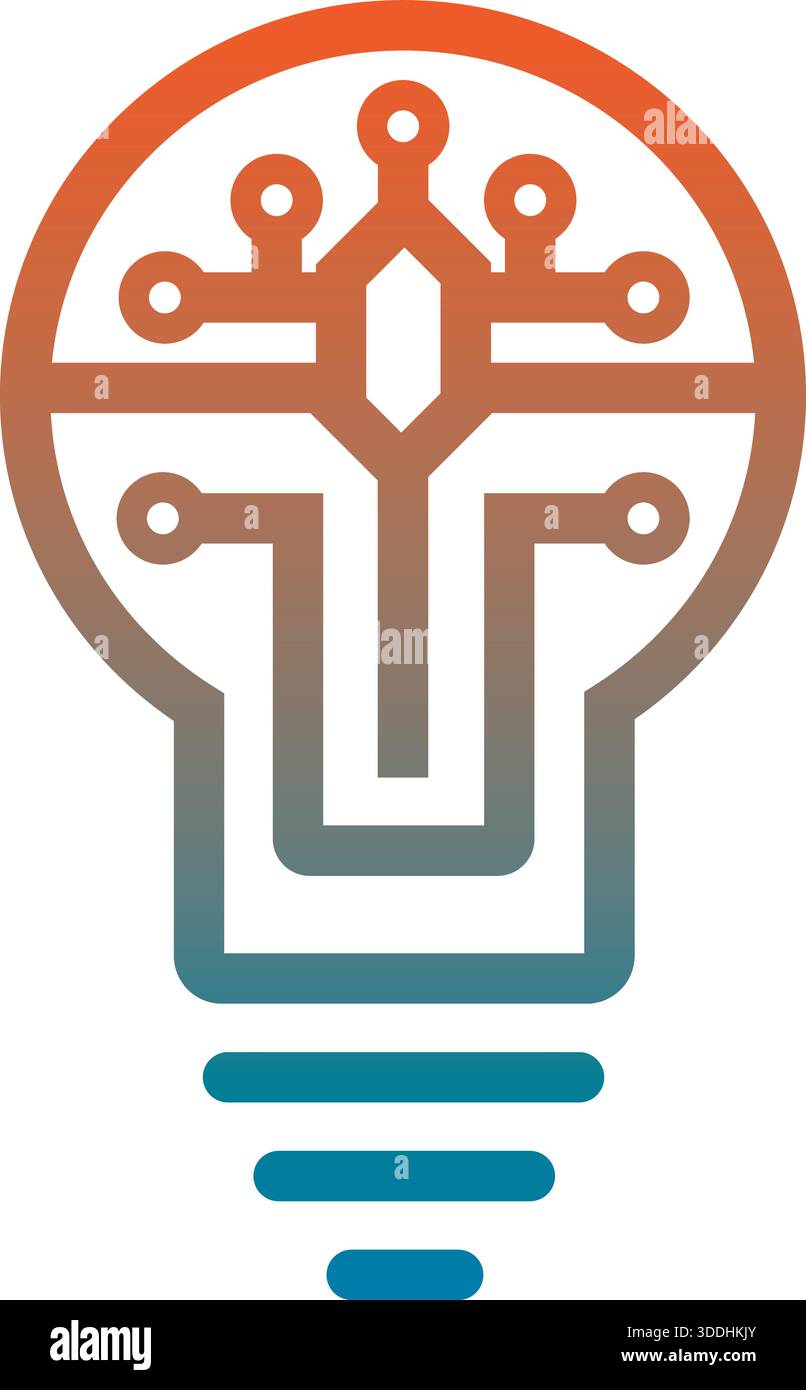 Light Bulb Brain Idea Innovation Logo Design Technology Vector Template Icon Stock Vector