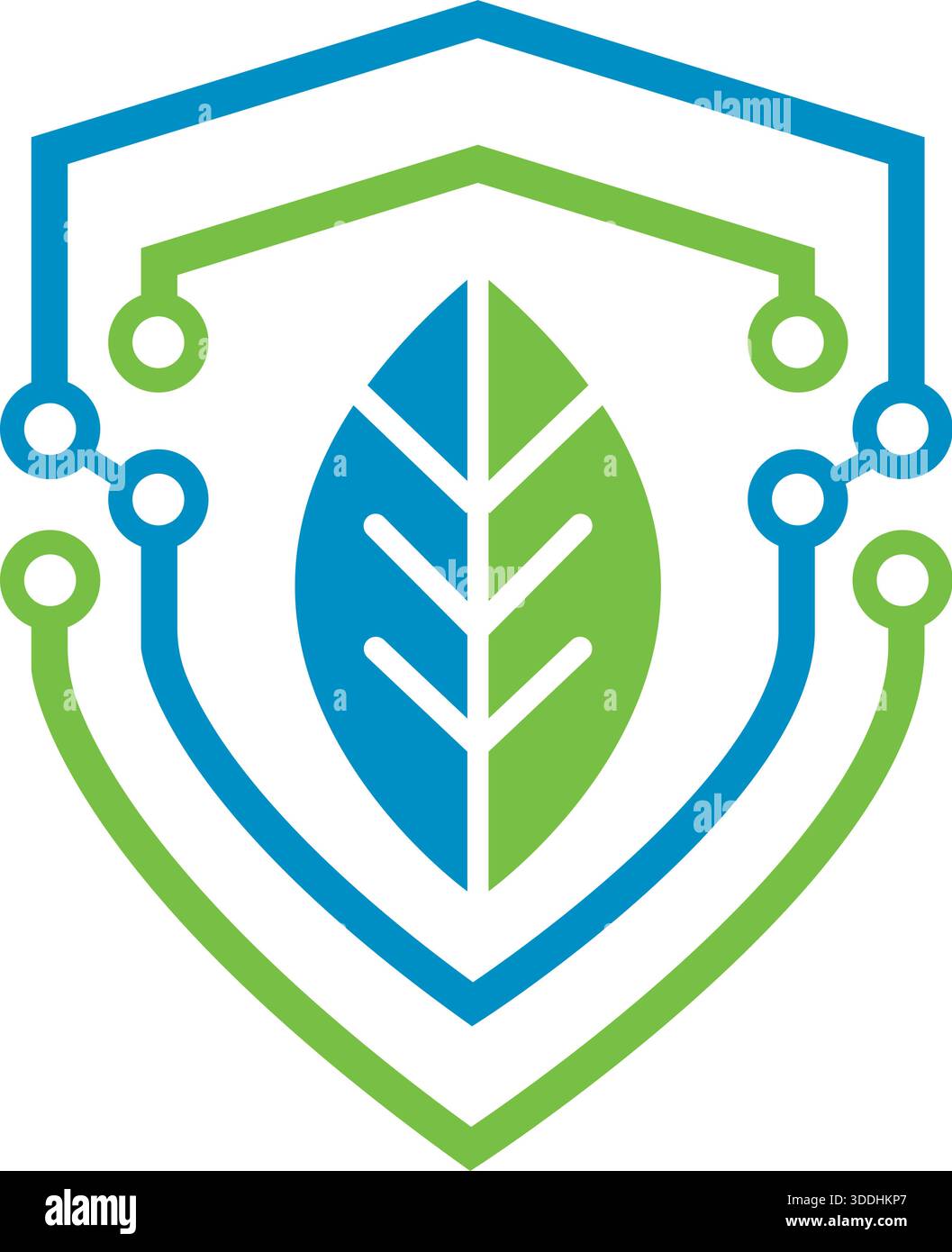 Shield Leaf Protection Eco Green Logo Design Safety Vector Template Icon Stock Vector