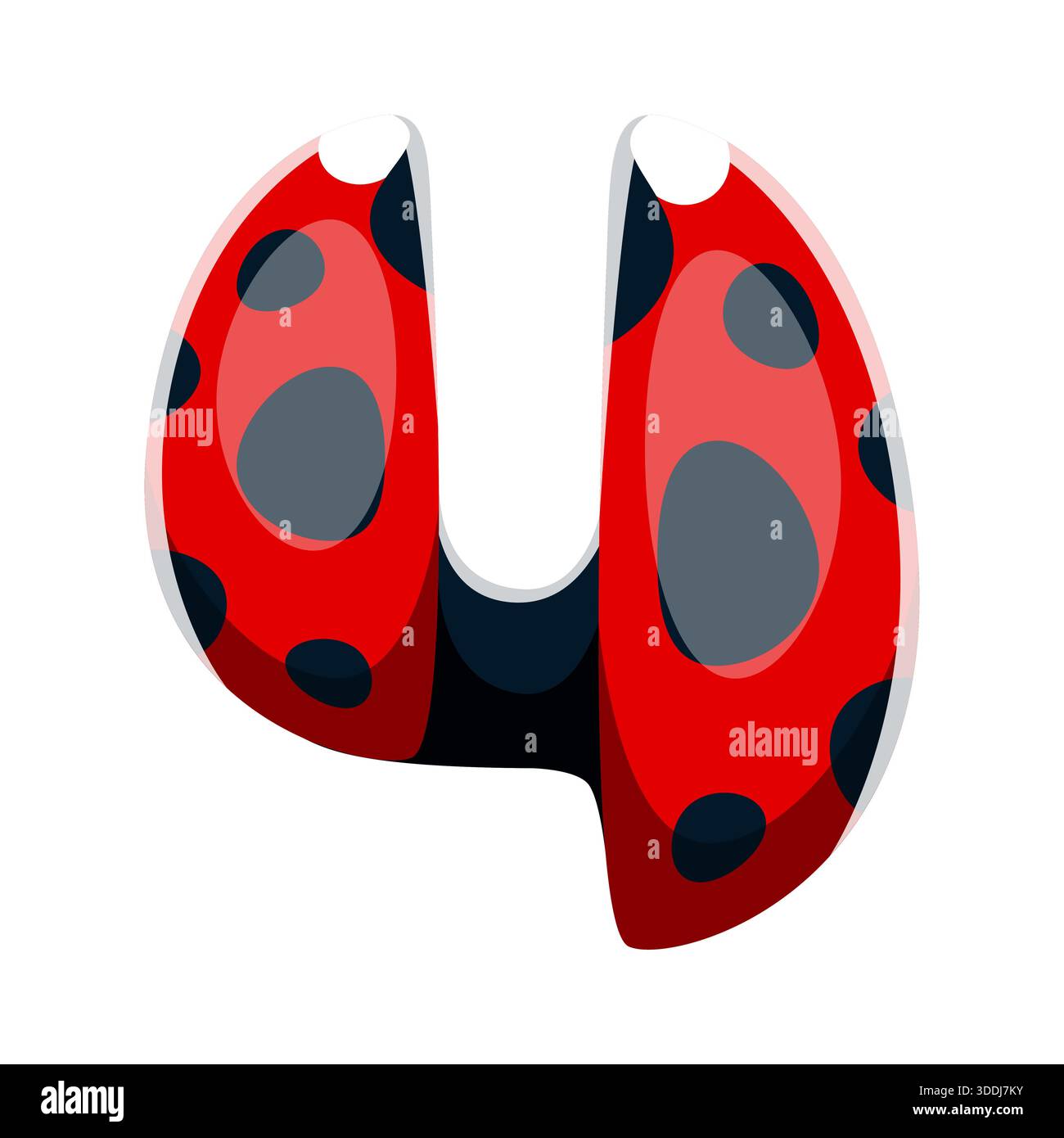 Ladybug font typeface cartoon number 4 four Stock Vector