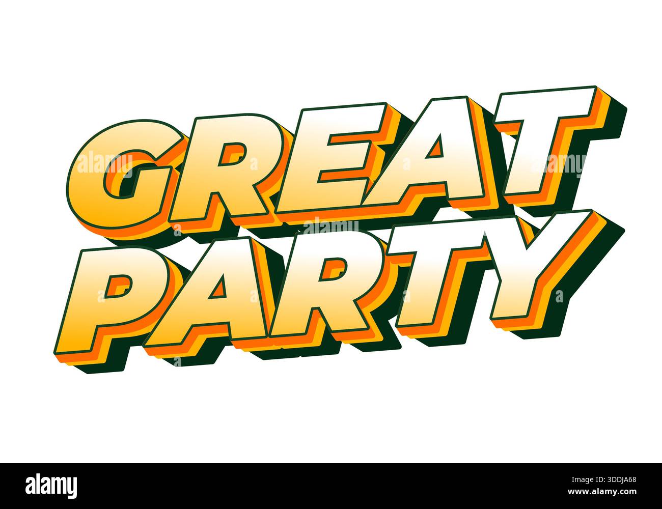 Bold and colorful text design featuring the words Great Party in a playful style Stock Vector