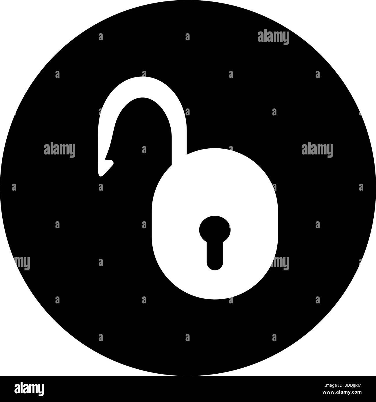 Unlocked Padlock Icon - Circular Security and Data Access Symbol Stock Vector