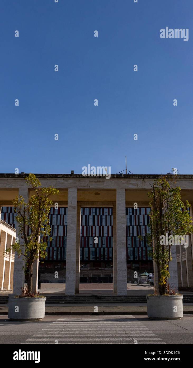 A 9:16 Portrait image of the Institute of Archaeology in Tirana, Albania - Stock Image