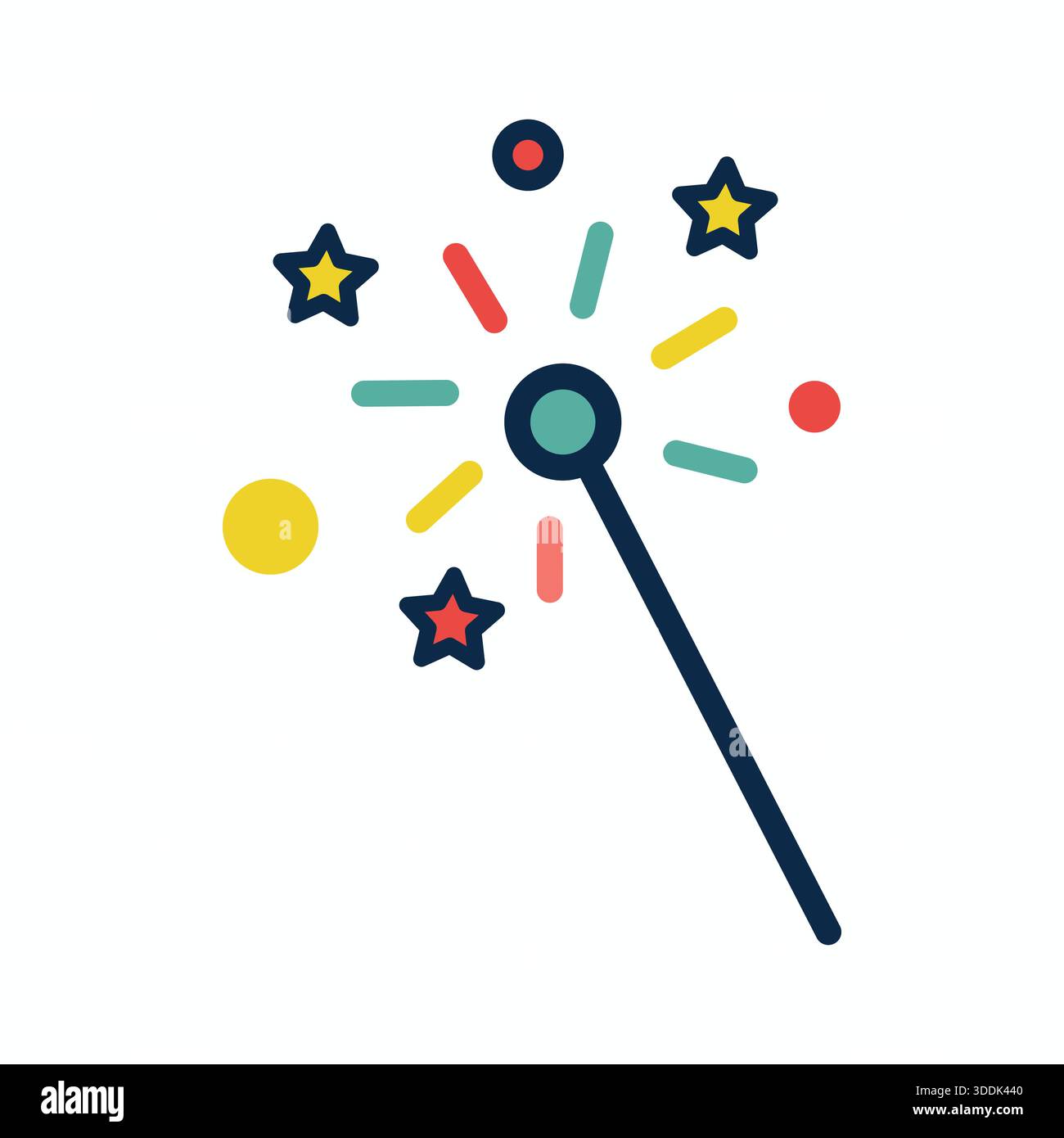 Fireworks Sparkler Icon with Stars - Burning Tip Stock Vector
