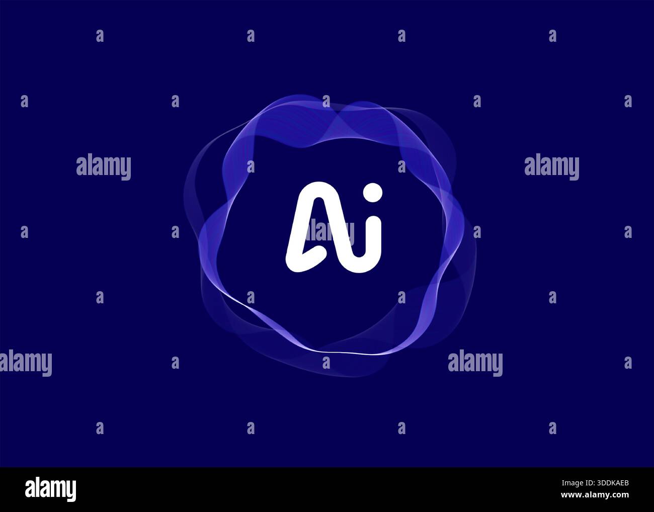 AI Cloud Circle Wave Logo Concept, Artificial Intelligence Abstract Icon. Automation Generate Technology, Computer Machine Learning Thinking. Future Stock Vector