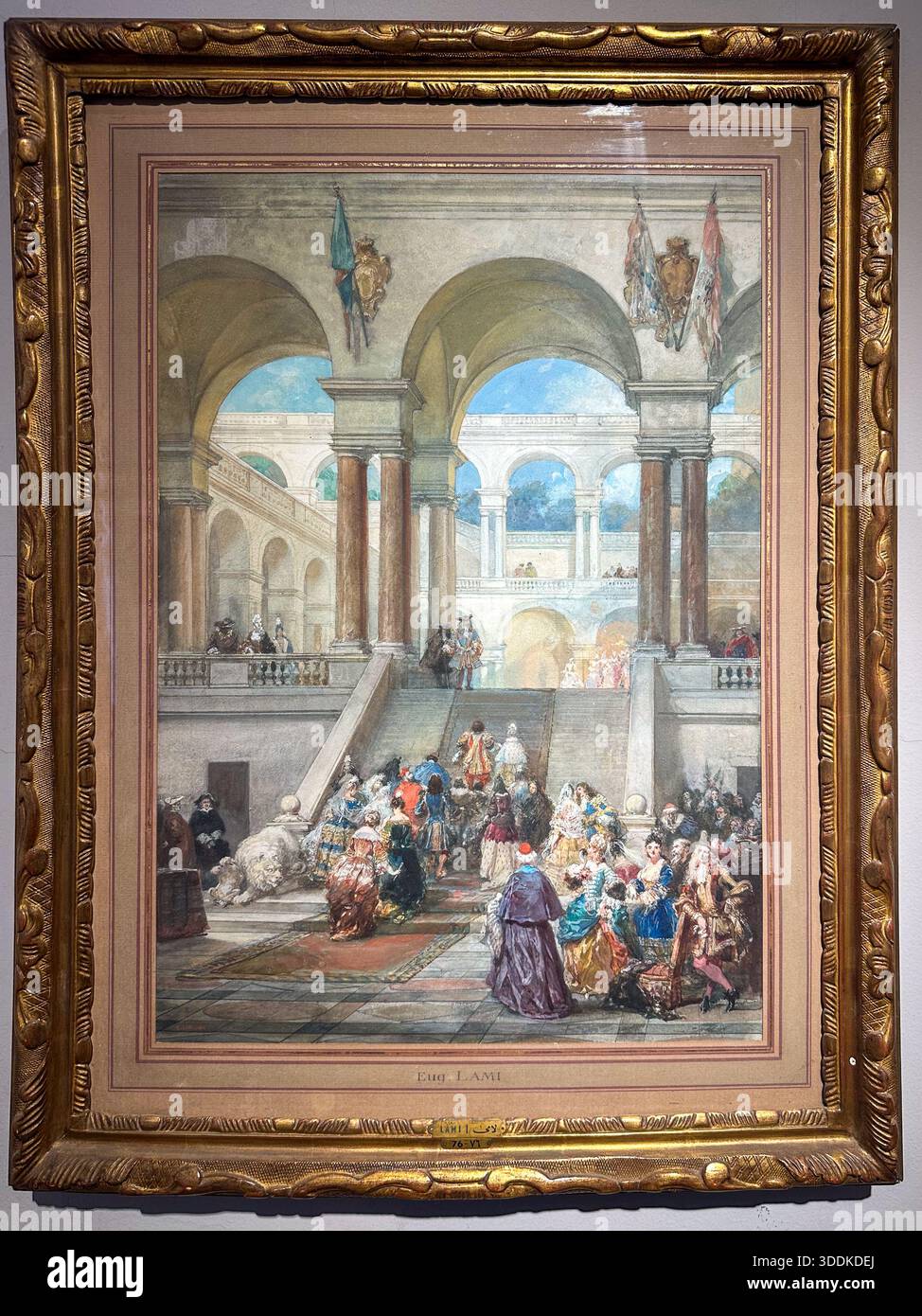 Eugène Lami painting of grand staircase scene at Mohamed Mahmoud Khalil Museum, Cairo, Egypt - Smartphone Captured Stock Image