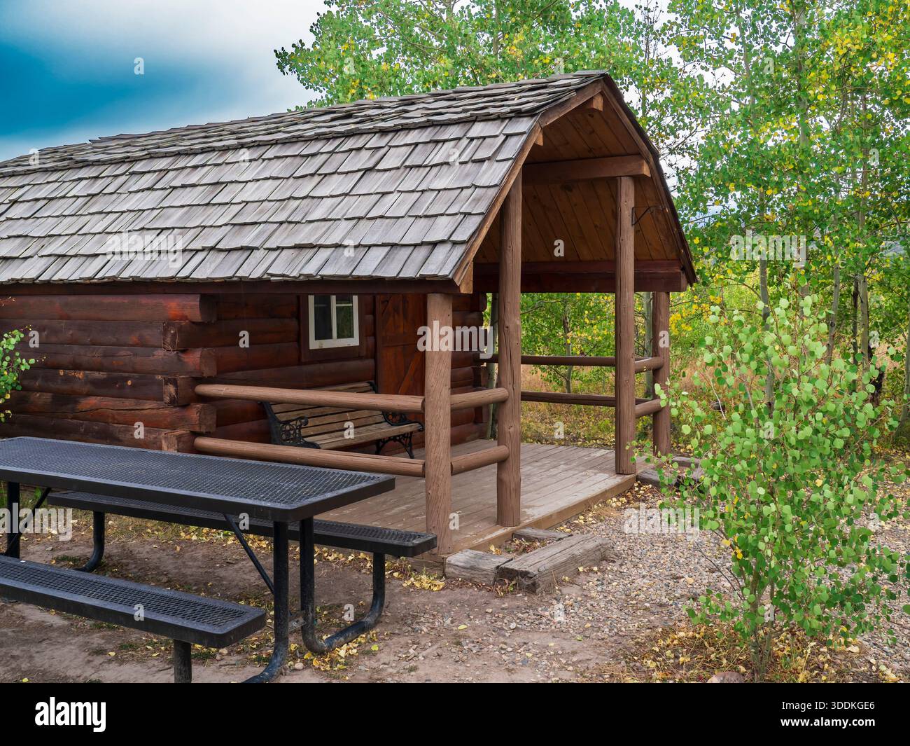 Former Kamper Kabin, North Park Campground, State Forest State Park, Gould, Colorado. Stock Photo