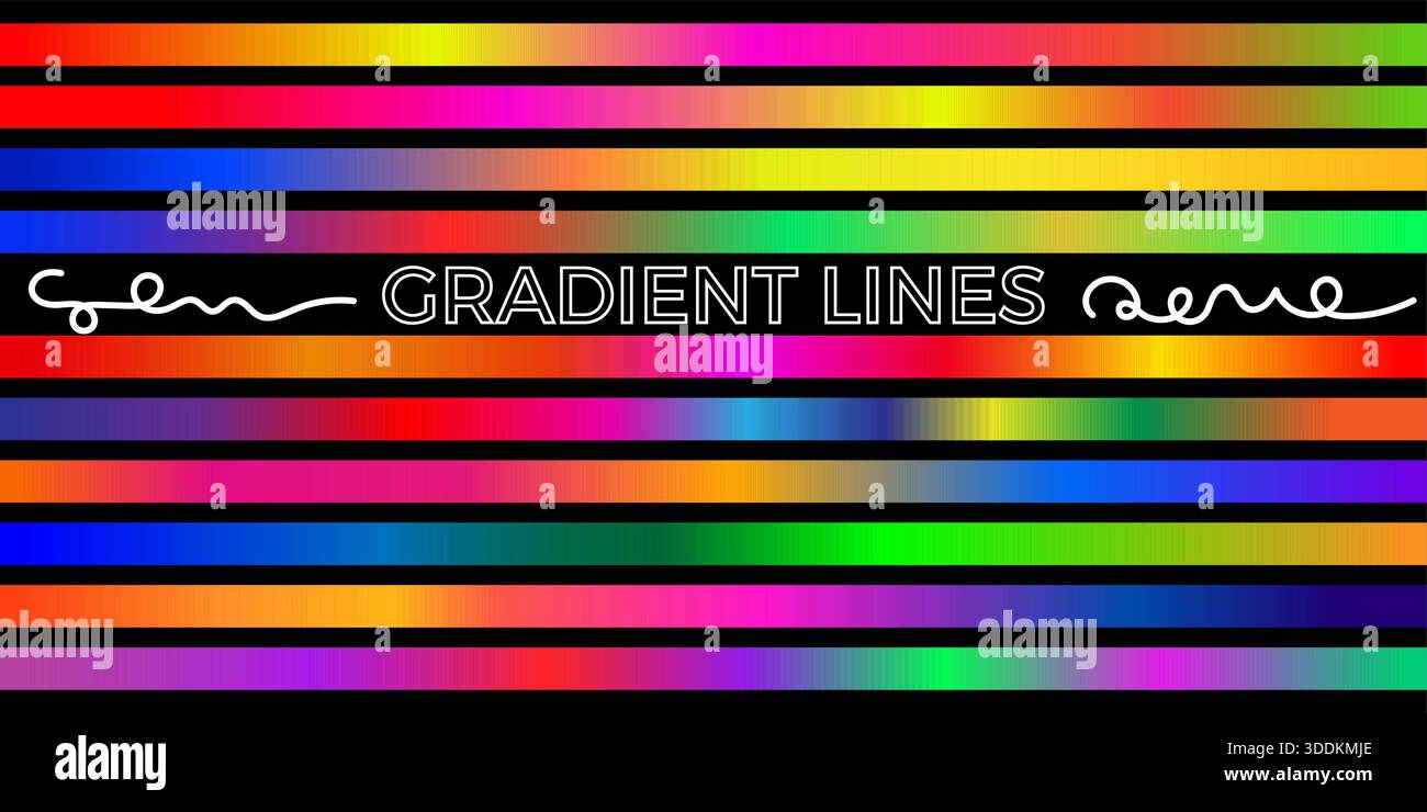 Abstract Gradient Lines Vibrant Rainbow Colors Horizontal Pattern for Digital Background Design Stock Vector