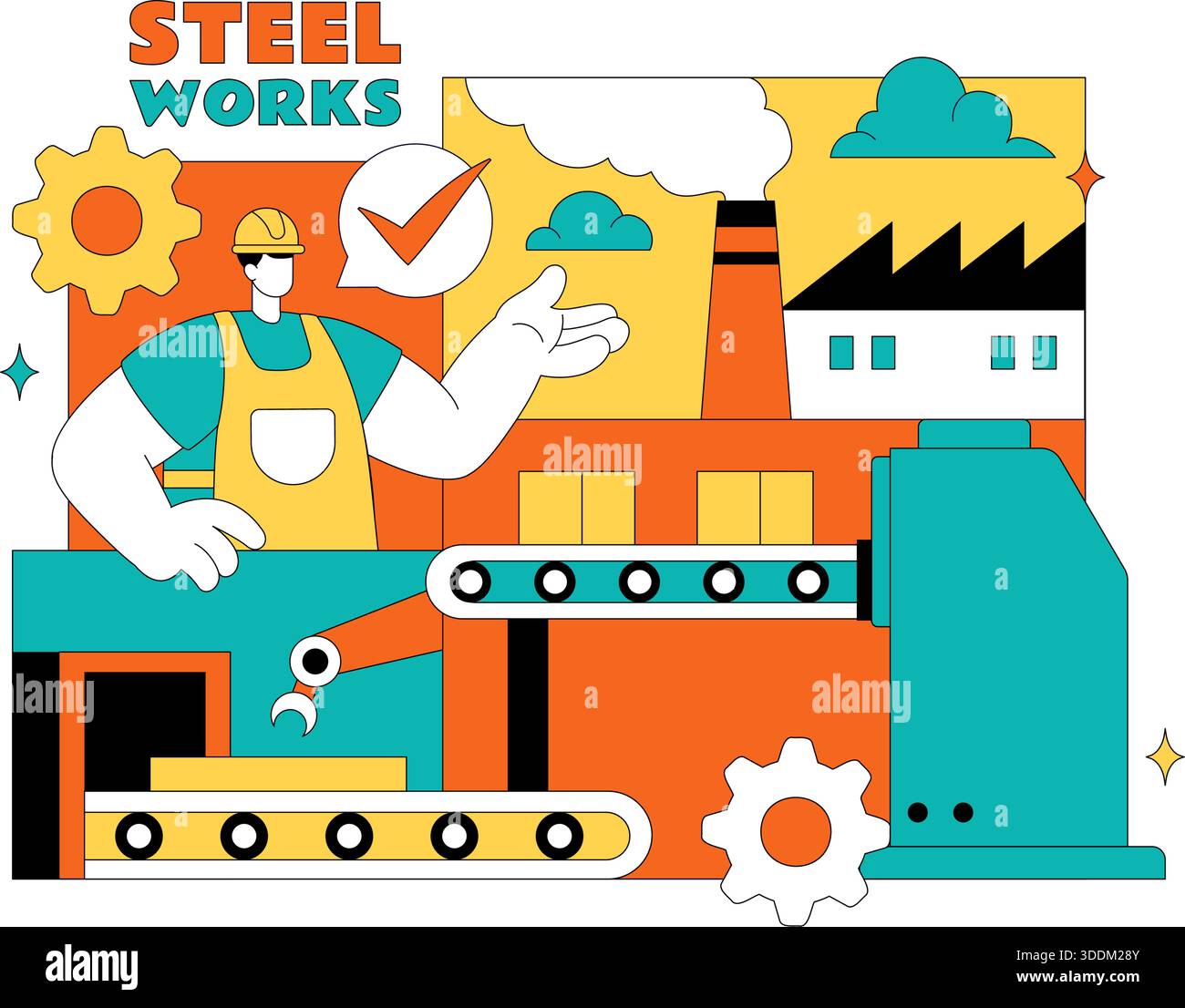 Foundry Process Vector Image Steelworks Vector Illustration Featuring Resource Mining, Metal ...