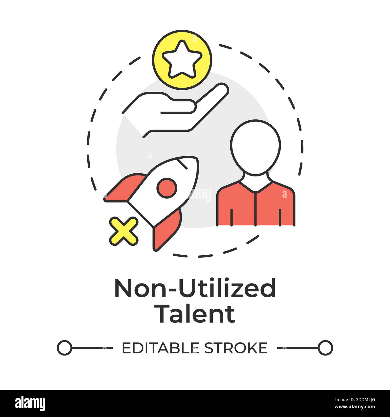 Non-utilized talent multi color concept icon Stock Vector