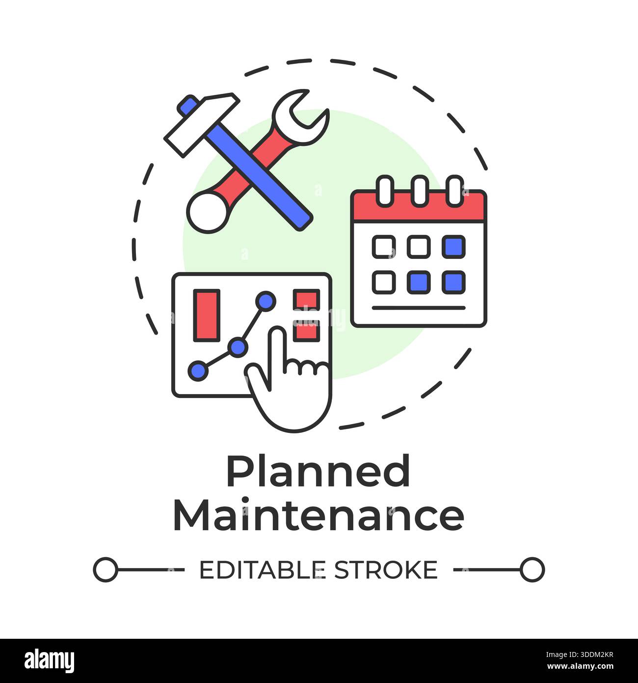Planned maintenance multi color concept icon Stock Vector