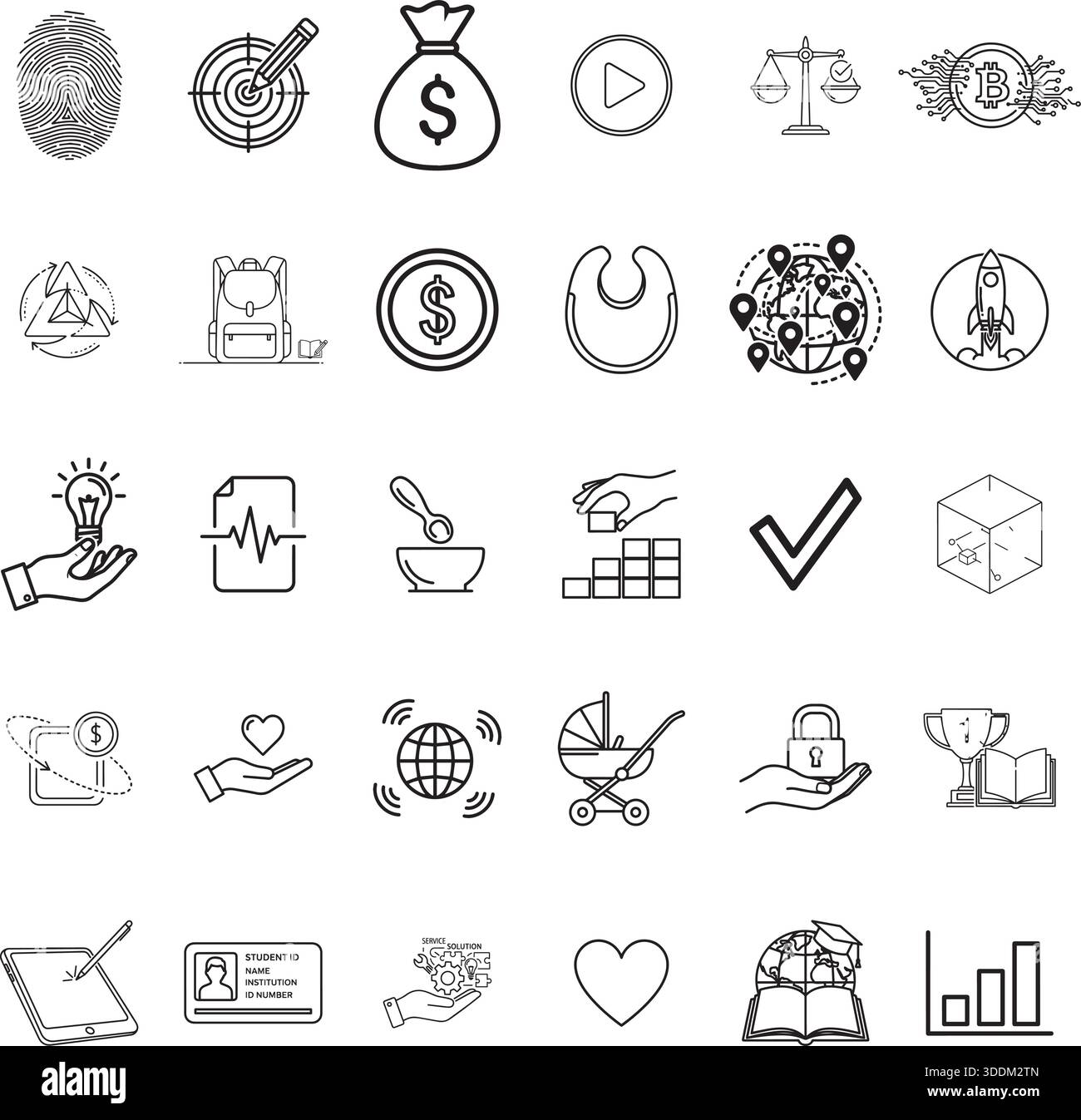 Collection of business and finance icons for commercial use Stock ...