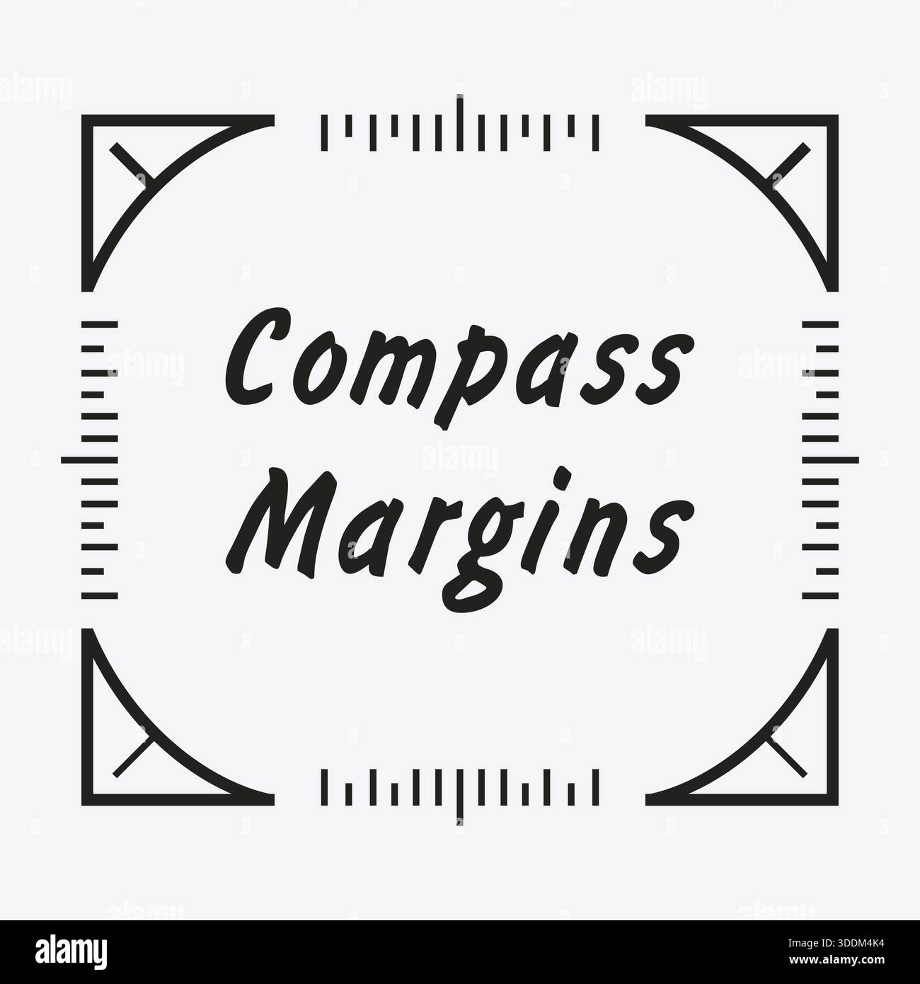 A circular header card with compass like corner cuts and radial ticks ...