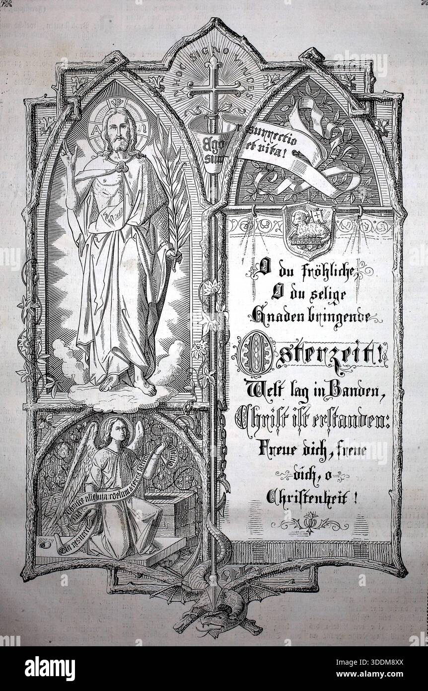 Altarbild zur Feier der Osterzeit, Christ ist auferstanden, 1880, Historisch, authentisch, digital restaurierte Reproduktion von einer Vorlage aus dem Stock Photo