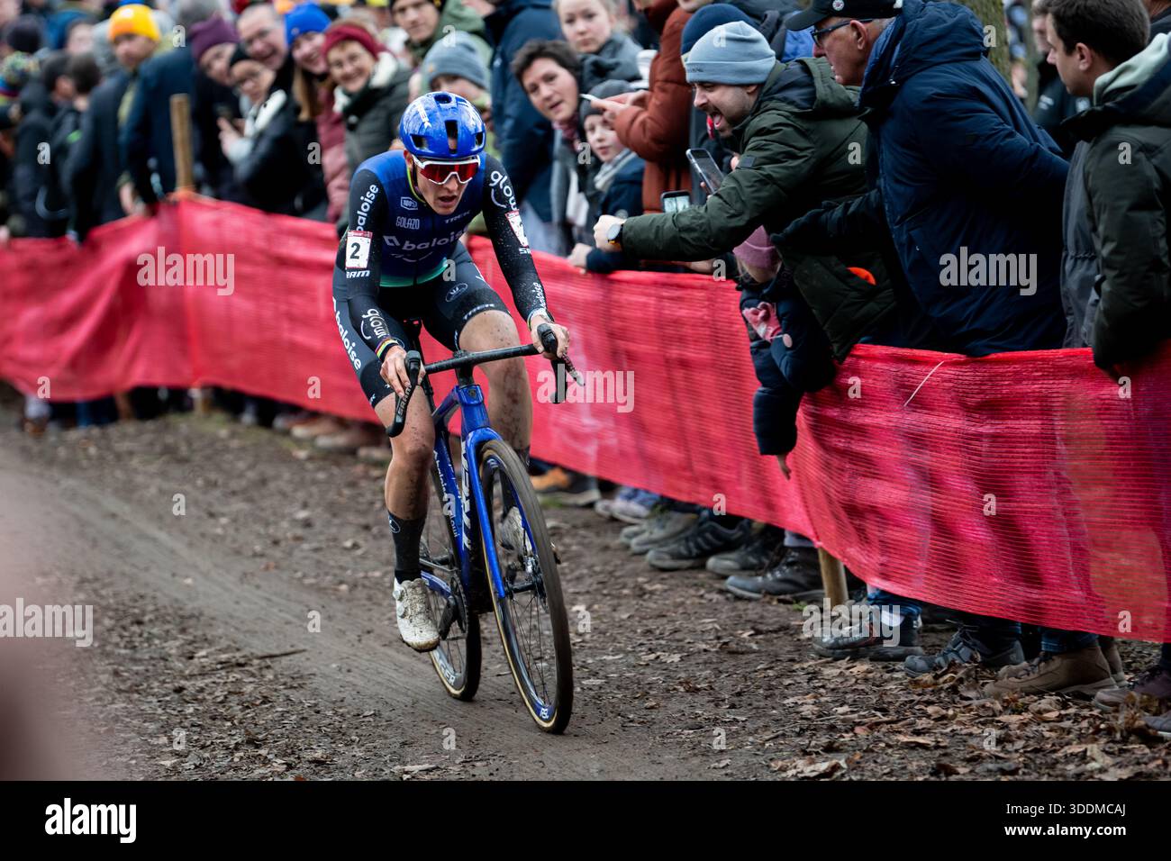 Lucinda Brand rides in the UCI Cyclo-Cross World Cup - Namur Stock Photo