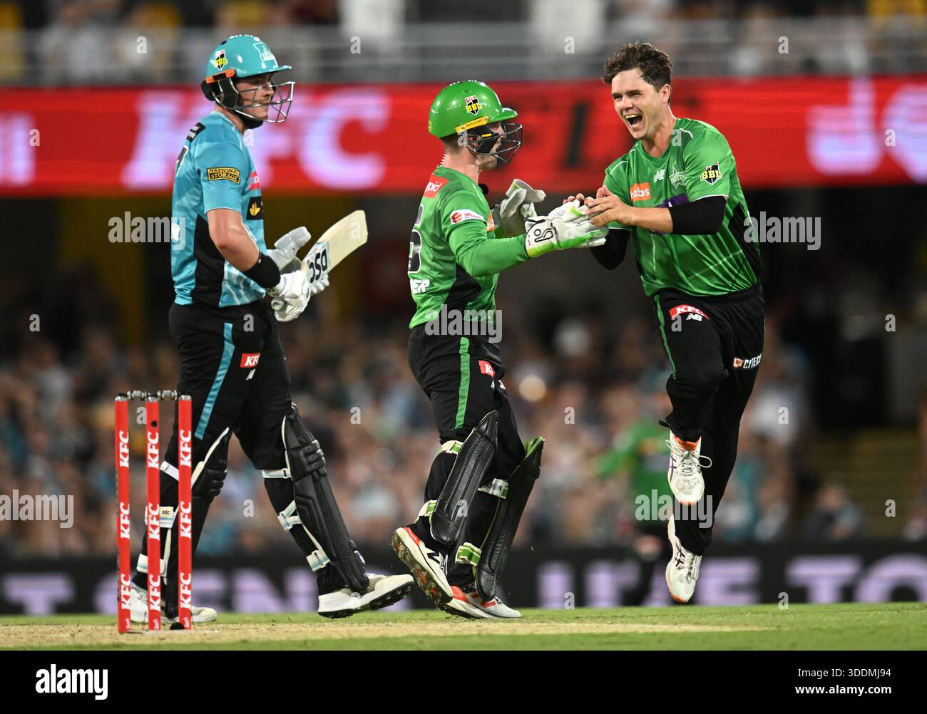Mitch Swepson (right) of the Stars celebrates with Sam Harper (centre ...