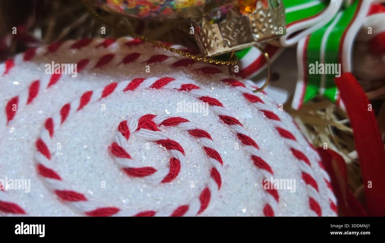 Colorful Christmas Ornament with Sequins Close Up - Smartphone Captured Stock Image