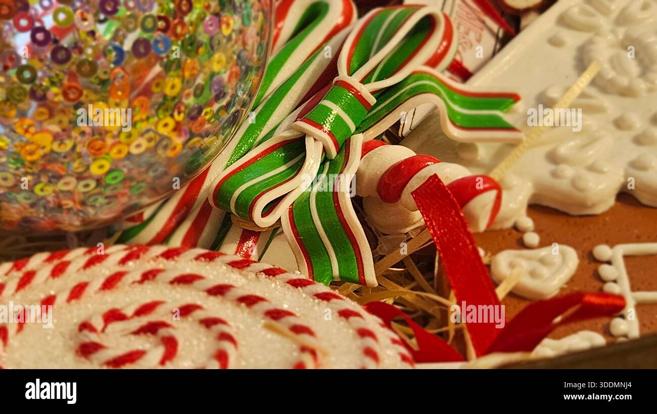 Colorful Christmas Ornament with Sequins Close Up - Smartphone Captured Stock Image