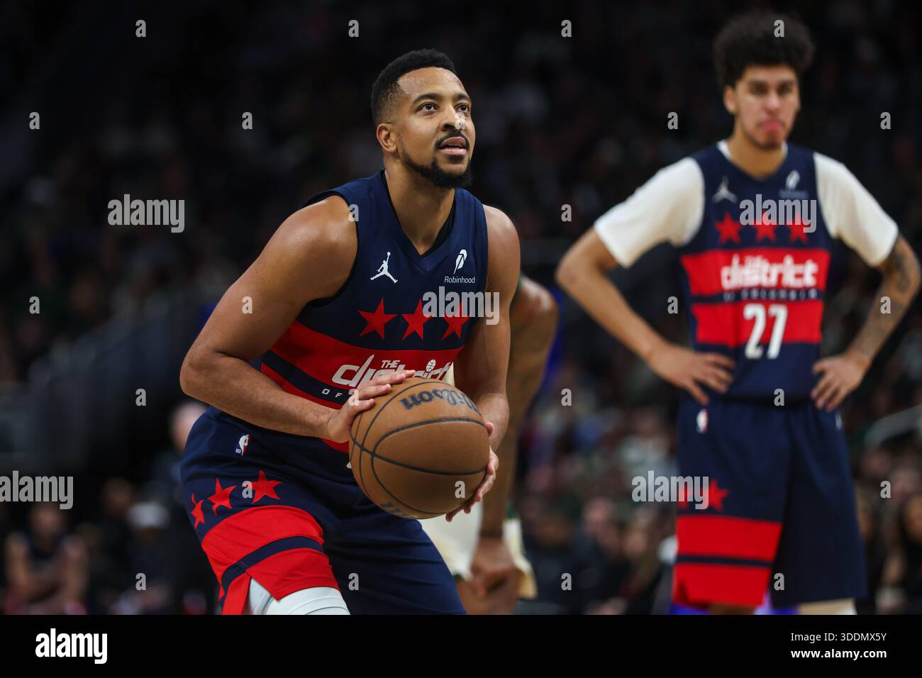Washington Wizards' CJ McCollum shoots a free throw during the second ...