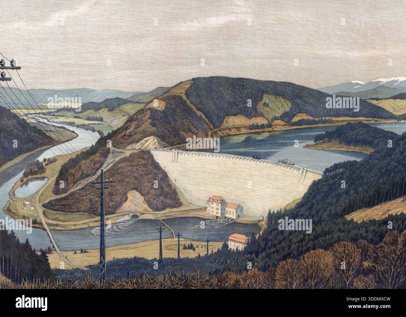 Bobertalsperre, Jezioro Pilchowickie, nach dem nahen Ort Pilchowice in Polen, auch Bobertalsperre Mauer, Talsperre Mauer oder Mauertalsperre, 1913, au Stock Photo