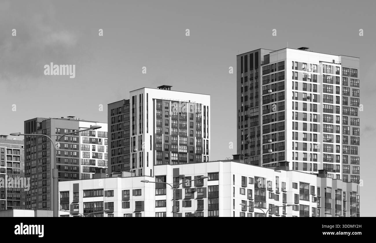 Building facades neighborhood Black and White Stock Photos & Images - Alamy