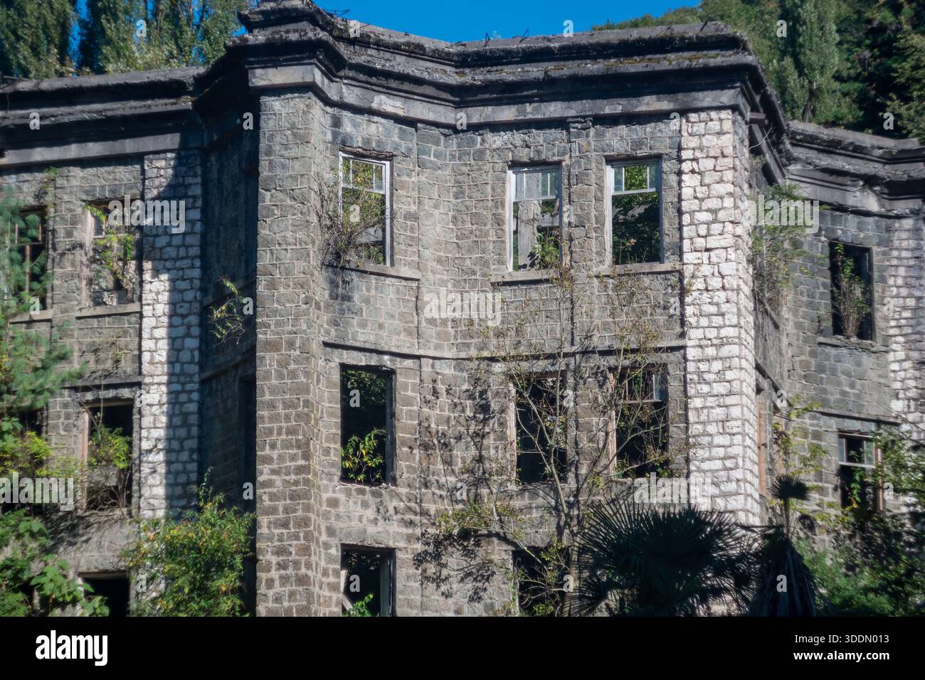 Devastated Building An abandoned, devastated building of Stalinist construction Stock Photo ...