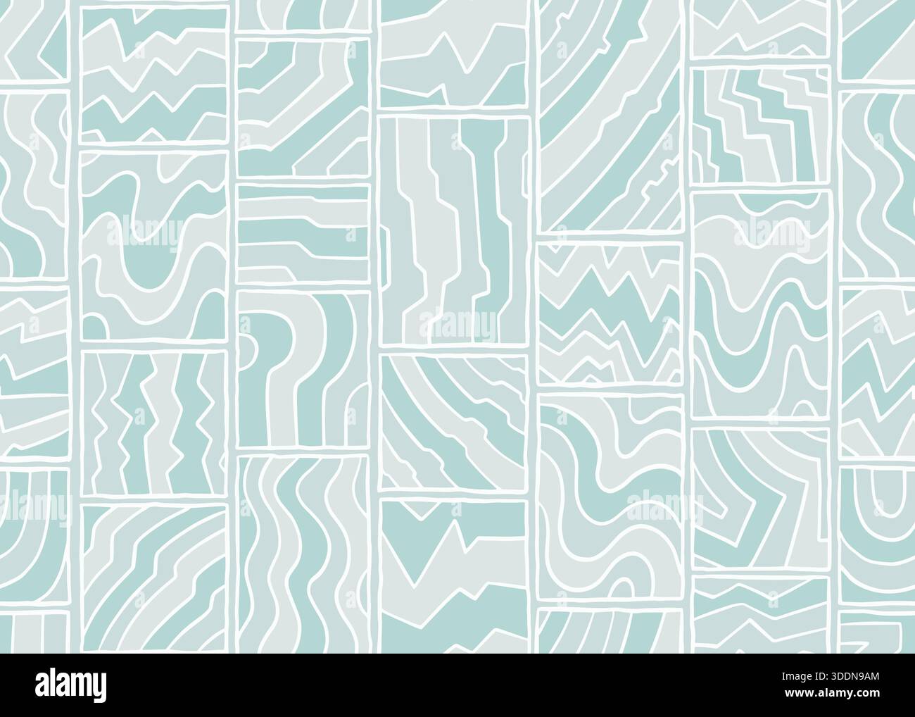 Abstract aqua doodle shapes seamless pattern. Vector illustration flat design background. Stock Vector