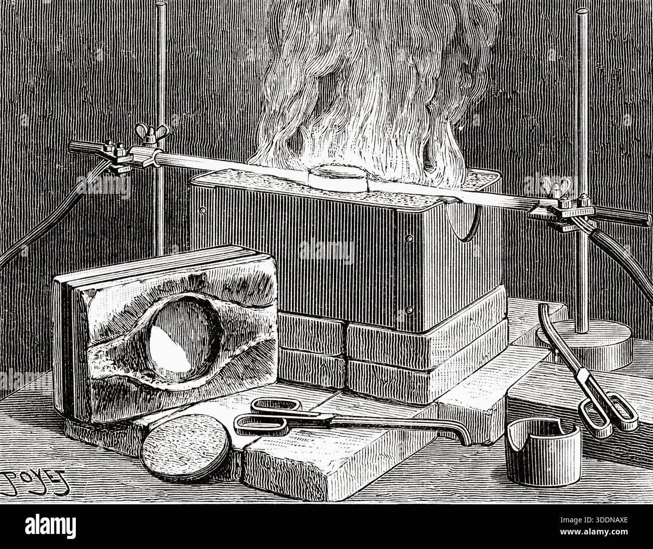 The electric turntable of Ferdinand Frédéric Henri Moissan. Old 19th ...