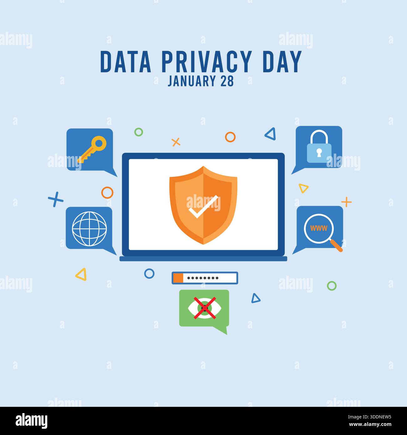 Data Privacy Day Digital Protection Concept Stock Vector