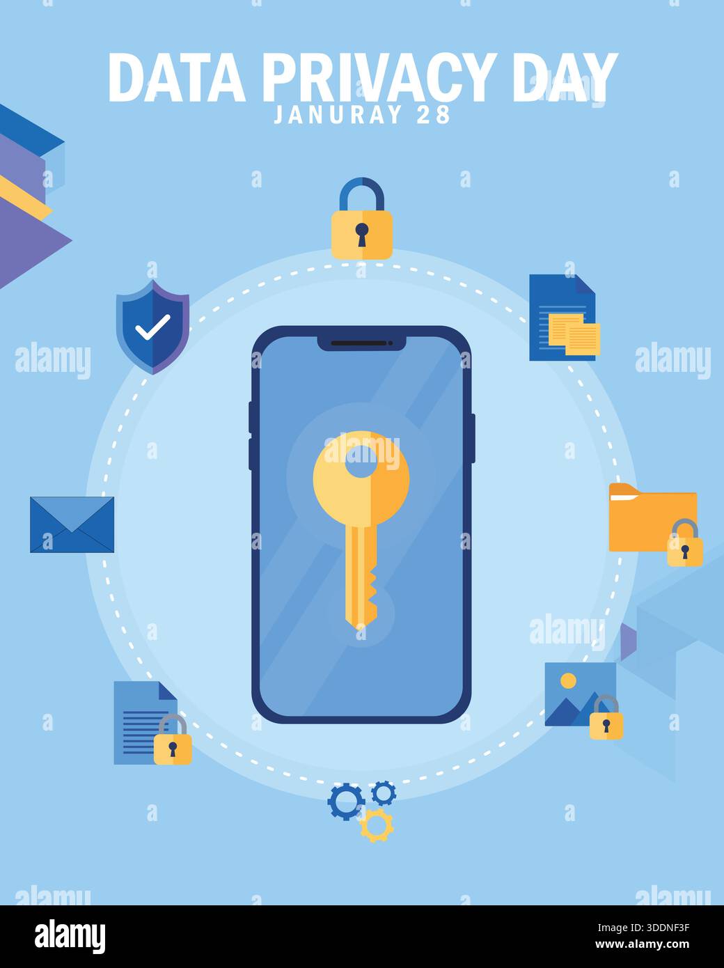 Data Privacy Day Digital Security Concept Illustration Stock Vector