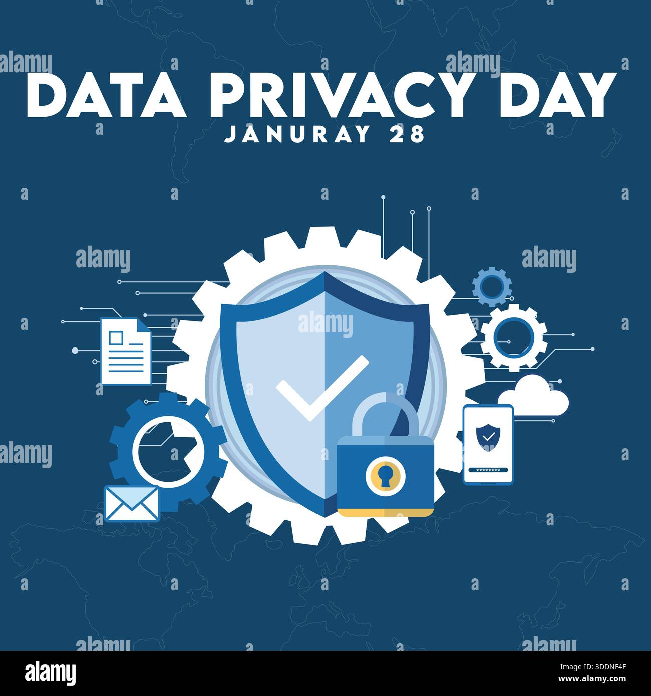 Data Privacy Day Digital Security and Information Protection Stock Vector