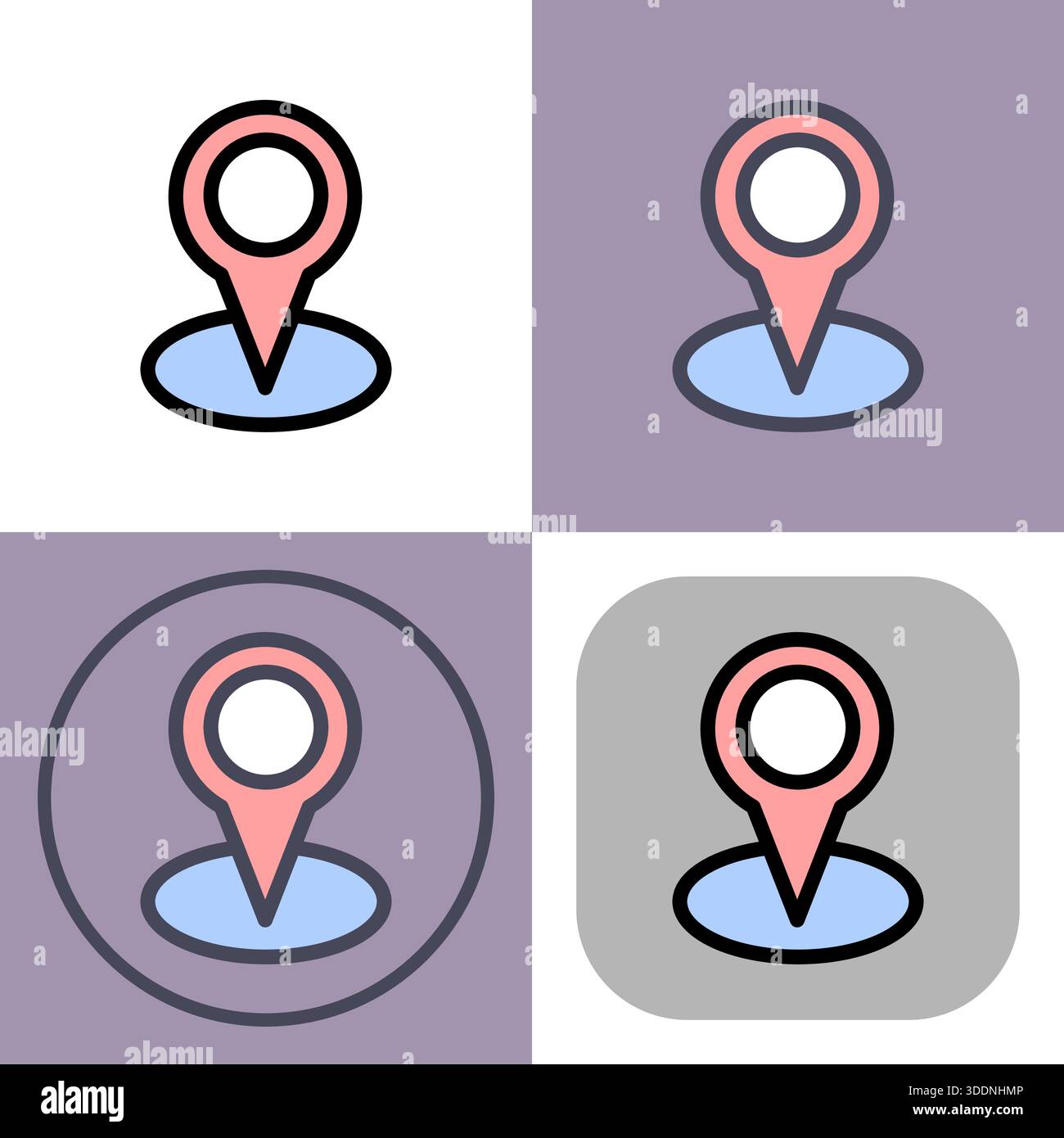 This versatile location pin icon is perfect for maps- navigation apps- and geolocation services. Its clean design and multiple variations ensure seaml Stock Vector