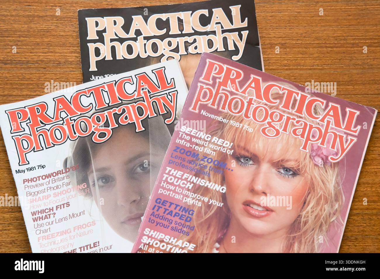 Copies of Practical Photography magazine from 1981. Stock Photo