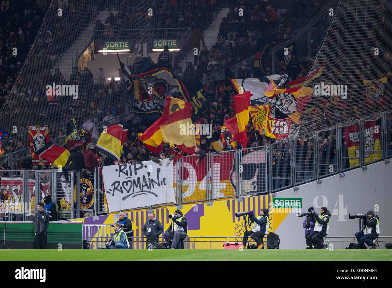 Fans of Lens during the French championship Ligue 1 football match ...