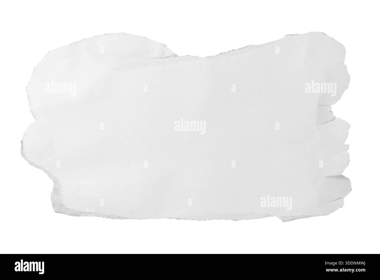 Soft torn white paper texture with uneven edges isolated on white ...
