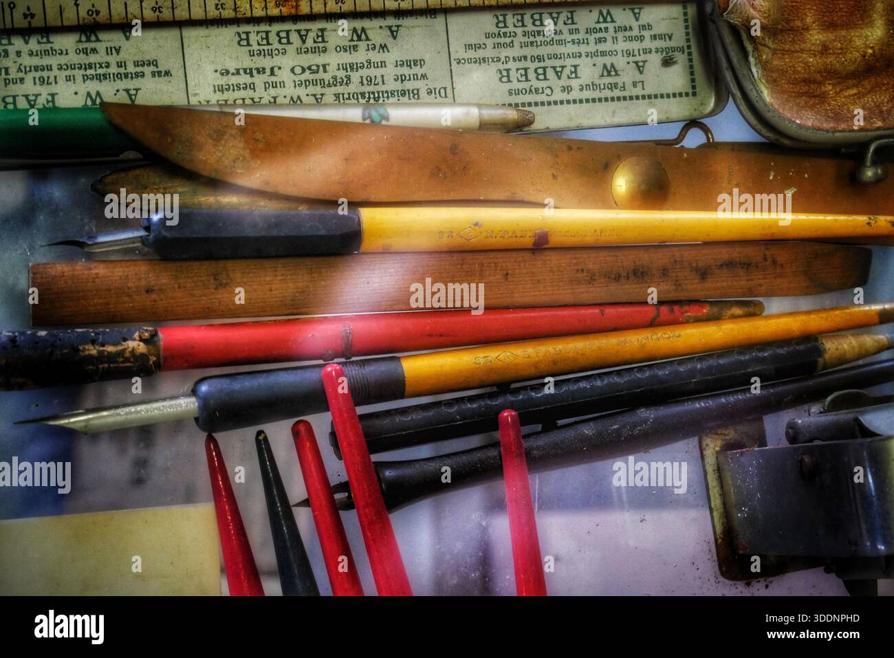 Vintage art supplies Stock Photo