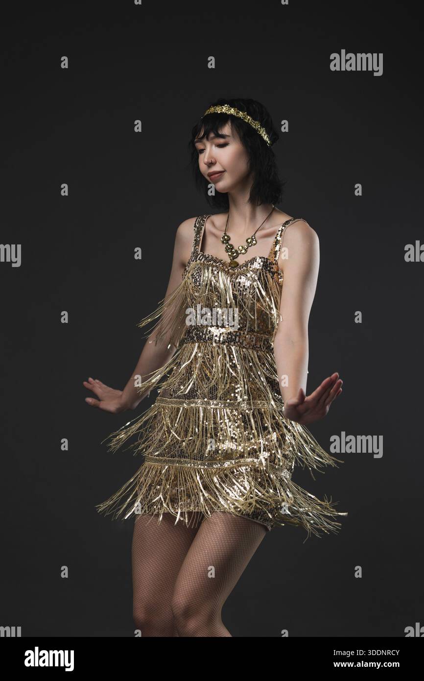 slim fit dress slacks Zapaka Women's Flapper Dresses Spaghetti Straps Champagne Fringed Roaring 20s Great Gatsby Dress, Champagne / S main image 1
