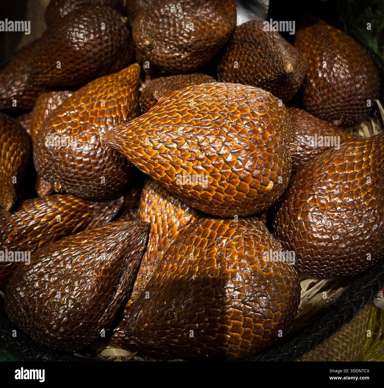 Exotic salak Fruit Close-up at Market Stall - Smartphone Captured Stock Image