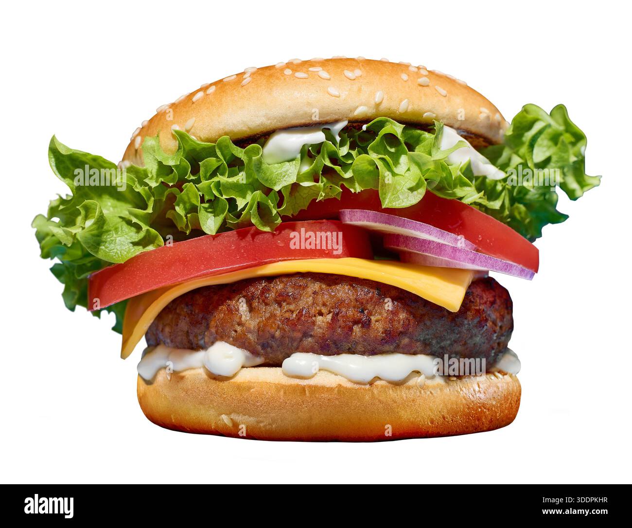 fresh tasty burger isolated on white background Stock Photo