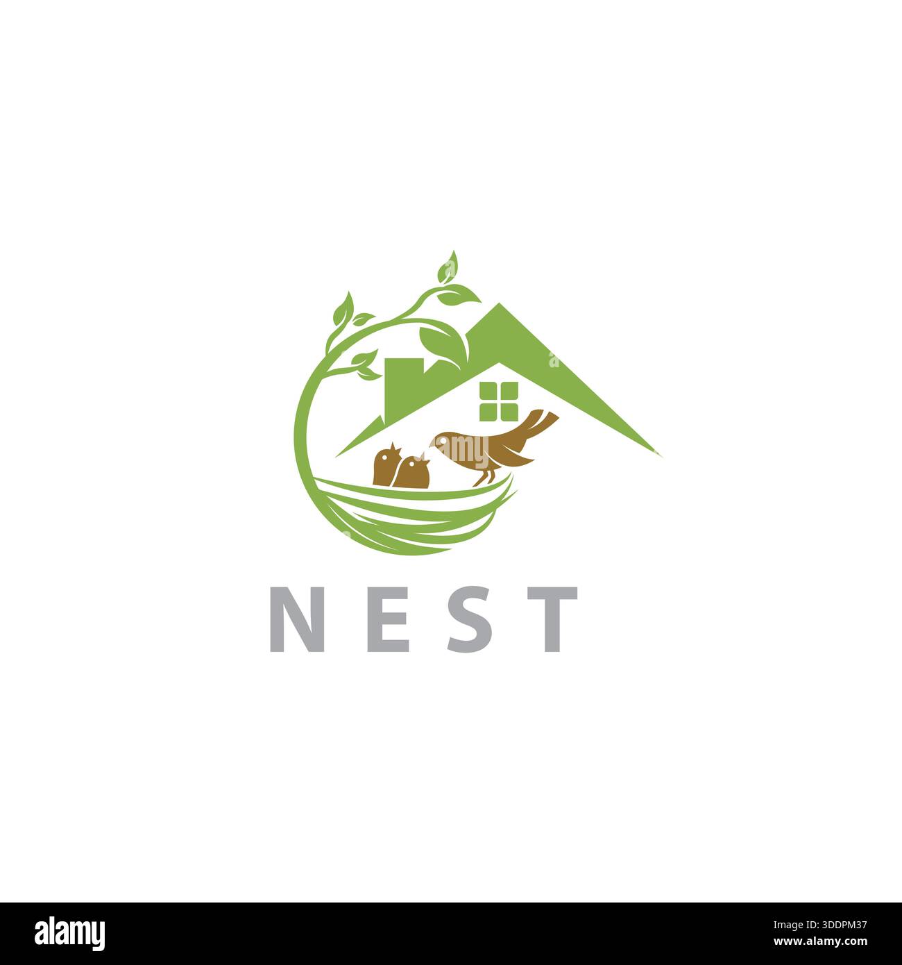 Modern simple tree bird's nest logo design, tree bird house logo vector ...