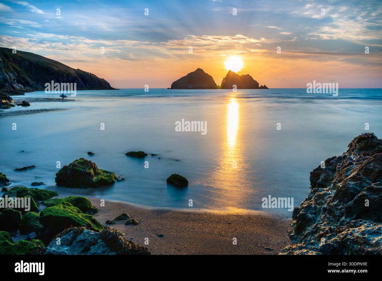 Holywell; Looking to The Carters; Sunset; Cornwall; UK Stock Photo