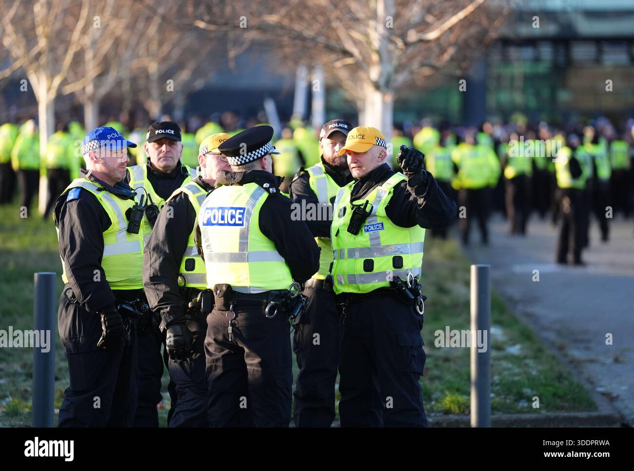 Police before the William Hill Premiership match at Celtic Park ...