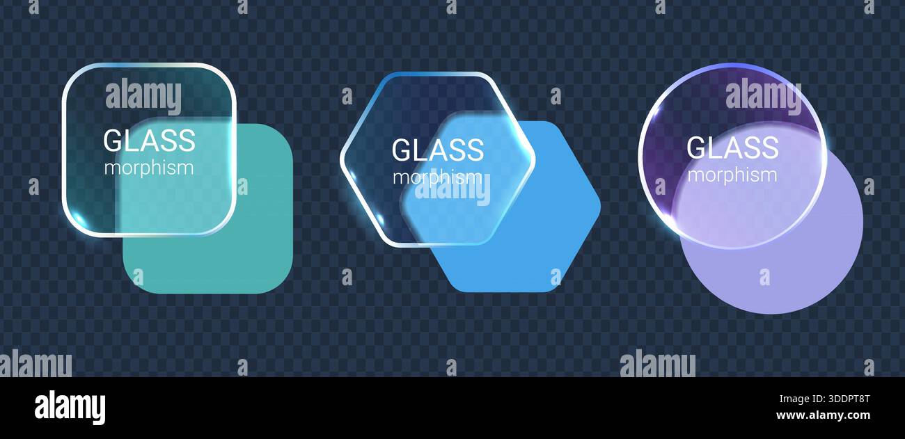 Colorful Glassmorphism Interface Shapes Modern UI Set Stock Vector ...