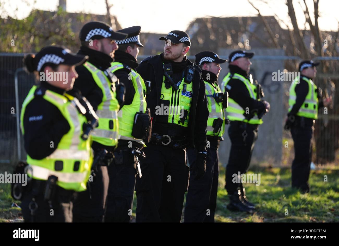 Police before the William Hill Premiership match at Celtic Park ...
