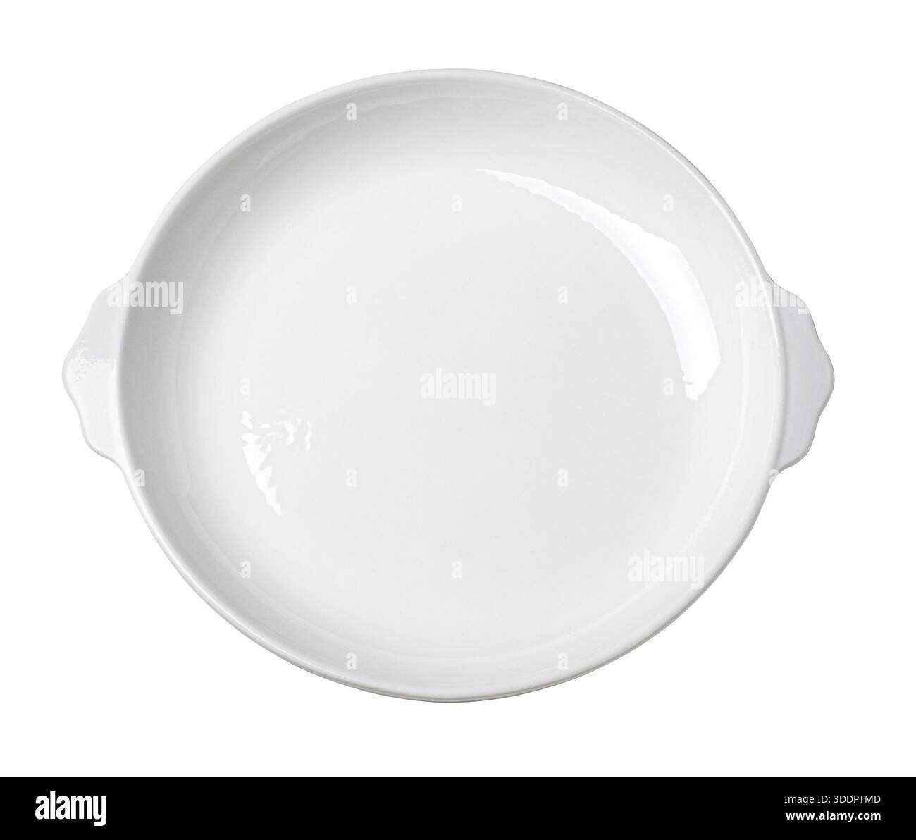 Empty white ceramic baking dish with handles for cooking and serving, transparent background Stock Photo