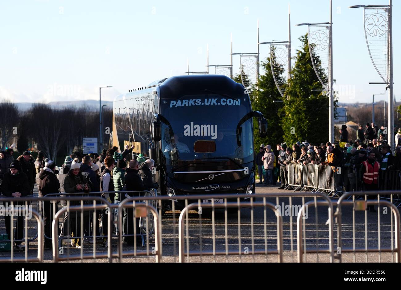 A general view of the Rangers team bus arriving ahead of the William ...