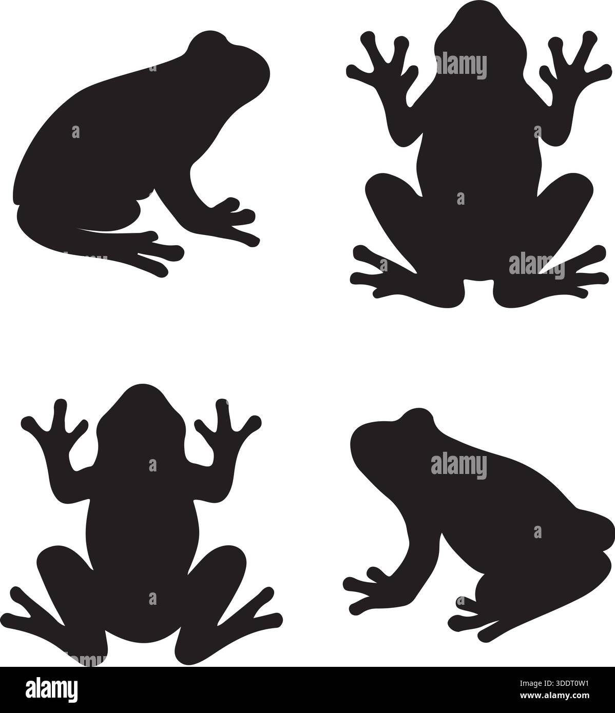 Frog Silhouette Set Minimalist Frog Poses Vector Illustration Stock Vector