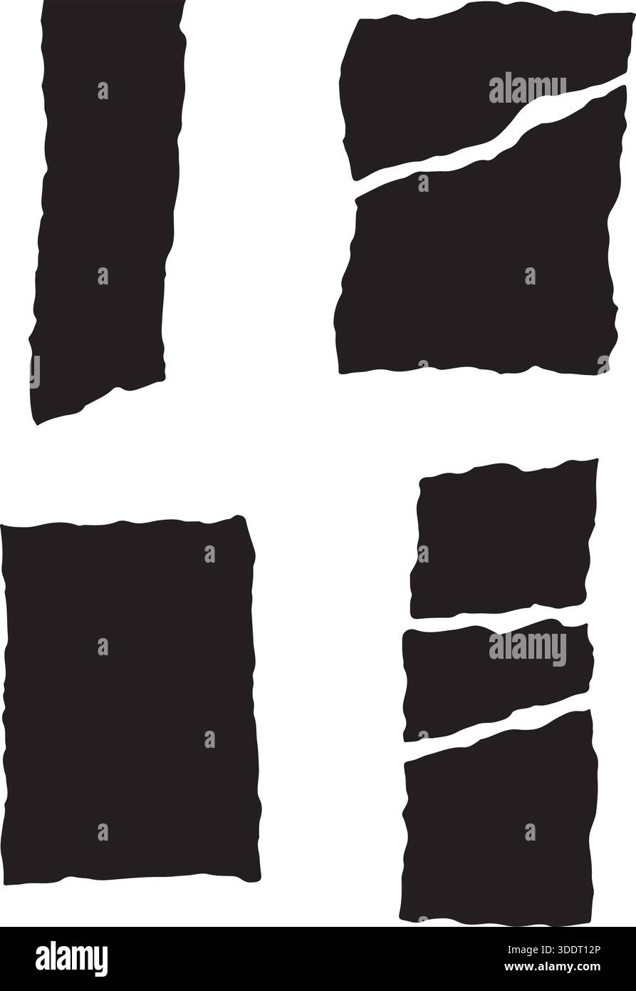 Shape Riped Paper Torn Paper Silhouettes Set, Four Ripped Shapes Vector Illustration ...